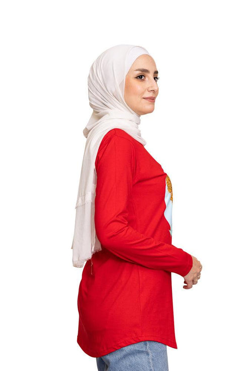 Racing Red Printed Long - Sleeve Design 30 - Khotwh